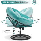 Velvet Swivel Papasan Chair with Height Adjustment, for 1 Person – Grey / Purple / Green / Yellow / Blue / Dark Brown