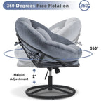 Velvet Swivel Papasan Chair with Height Adjustment, for 1 Person – Grey / Purple / Green / Yellow / Blue / Dark Brown