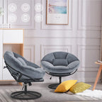 Velvet Swivel Papasan Chair with Height Adjustment, for 1 Person – Grey / Purple / Green / Yellow / Blue / Dark Brown