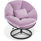 Velvet Swivel Papasan Chair with Height Adjustment, for 1 Person – Grey / Purple / Green / Yellow / Blue / Dark Brown