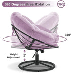 Velvet Swivel Papasan Chair with Height Adjustment, for 1 Person – Grey / Purple / Green / Yellow / Blue / Dark Brown