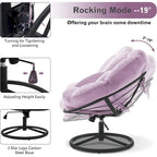 Velvet Swivel Papasan Chair with Height Adjustment, for 1 Person – Grey / Purple / Green / Yellow / Blue / Dark Brown