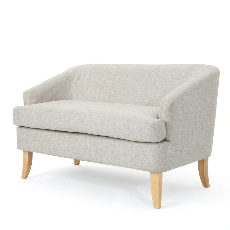 Beige / Grey / Blue Mid-Century Modern Fabric Loveseat – Seats 2