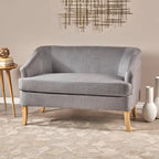 Beige / Grey / Blue Mid-Century Modern Fabric Loveseat – Seats 2