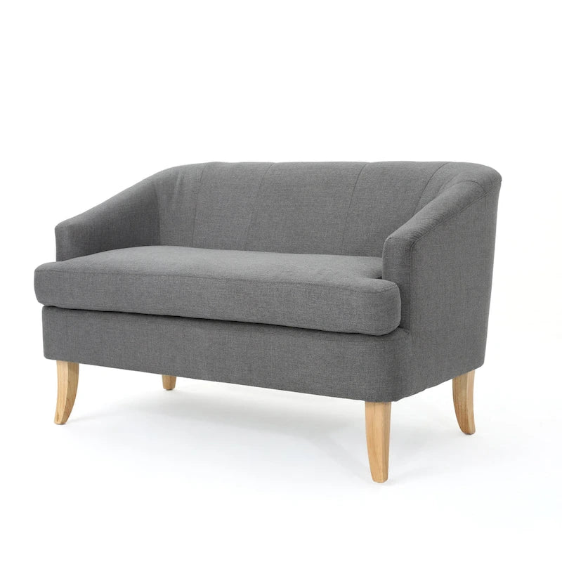 Beige / Grey / Blue Mid-Century Modern Fabric Loveseat – Seats 2