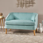 Beige / Grey / Blue Mid-Century Modern Fabric Loveseat – Seats 2