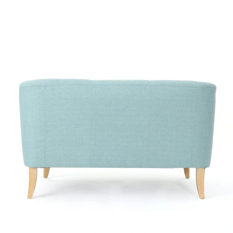 Beige / Grey / Blue Mid-Century Modern Fabric Loveseat – Seats 2