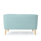 Beige / Grey / Blue Mid-Century Modern Fabric Loveseat – Seats 2