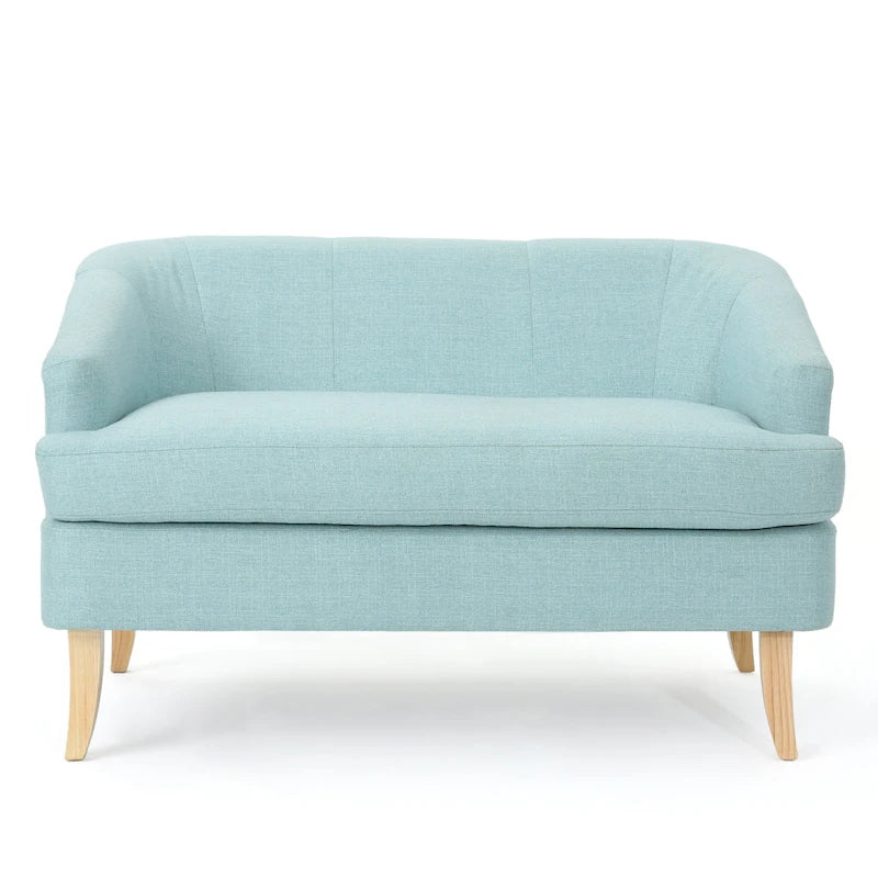 Beige / Grey / Blue Mid-Century Modern Fabric Loveseat – Seats 2