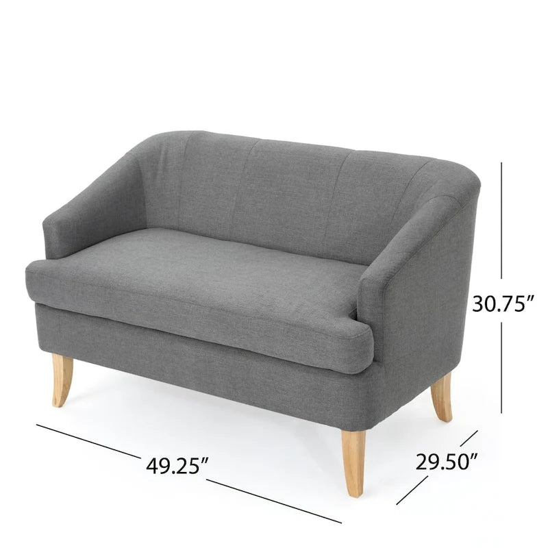 Beige / Grey / Blue Mid-Century Modern Fabric Loveseat – Seats 2