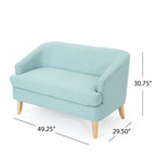 Beige / Grey / Blue Mid-Century Modern Fabric Loveseat – Seats 2