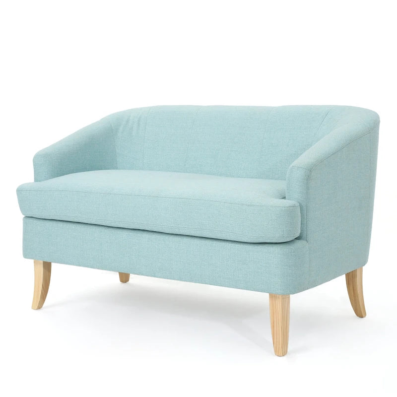Beige / Grey / Blue Mid-Century Modern Fabric Loveseat – Seats 2