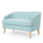 Beige / Grey / Blue Mid-Century Modern Fabric Loveseat – Seats 2