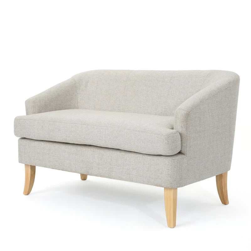 Beige / Grey / Blue Mid-Century Modern Fabric Loveseat – Seats 2