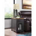 Antique Black & Honey / Grey / Espresso Rustic Wood Side Table with Charging Station