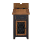 Antique Black & Honey / Grey / Espresso Rustic Wood Side Table with Charging Station