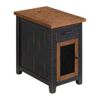 Antique Black & Honey / Grey / Espresso Rustic Wood Side Table with Charging Station