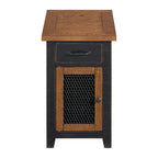 Antique Black & Honey / Grey / Espresso Rustic Wood Side Table with Charging Station
