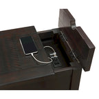 Antique Black & Honey / Grey / Espresso Rustic Wood Side Table with Charging Station