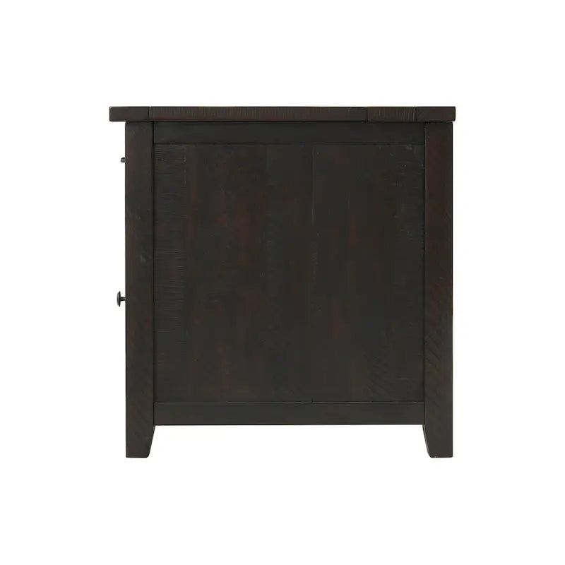 Antique Black & Honey / Grey / Espresso Rustic Wood Side Table with Charging Station