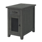 Antique Black & Honey / Grey / Espresso Rustic Wood Side Table with Charging Station