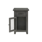 Antique Black & Honey / Grey / Espresso Rustic Wood Side Table with Charging Station