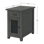 Antique Black & Honey / Grey / Espresso Rustic Wood Side Table with Charging Station