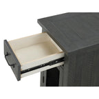Antique Black & Honey / Grey / Espresso Rustic Wood Side Table with Charging Station