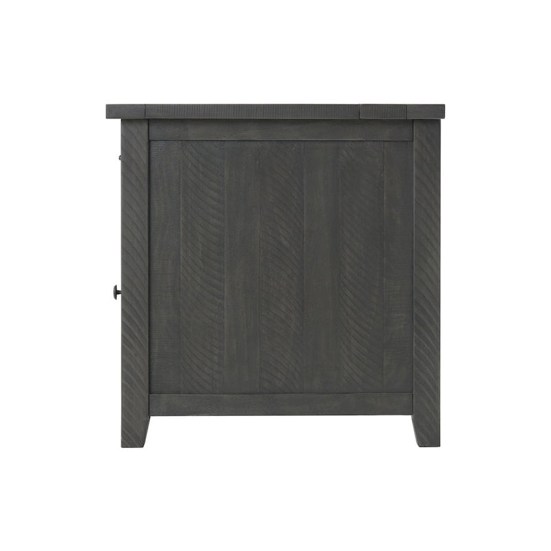 Antique Black & Honey / Grey / Espresso Rustic Wood Side Table with Charging Station