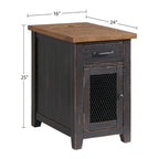 Antique Black & Honey / Grey / Espresso Rustic Wood Side Table with Charging Station