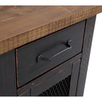 Antique Black & Honey / Grey / Espresso Rustic Wood Side Table with Charging Station