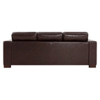 Tan / Espresso / White Genuine Leather Sofa, Mid-Century Style, Seats 3