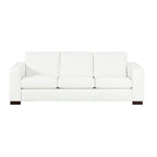 Tan / Espresso / White Genuine Leather Sofa, Mid-Century Style, Seats 3