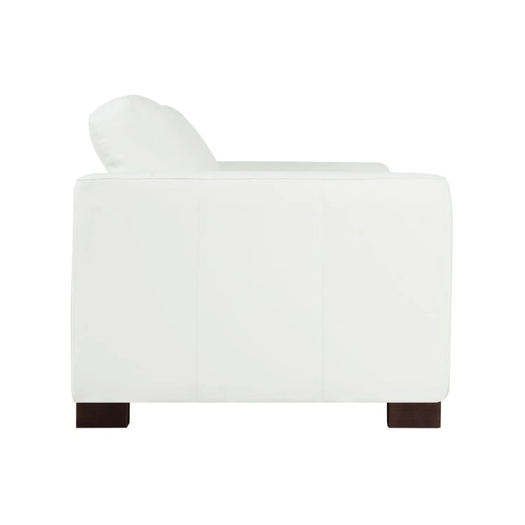 Tan / Espresso / White Genuine Leather Sofa, Mid-Century Style, Seats 3