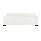 Tan / Espresso / White Genuine Leather Sofa, Mid-Century Style, Seats 3