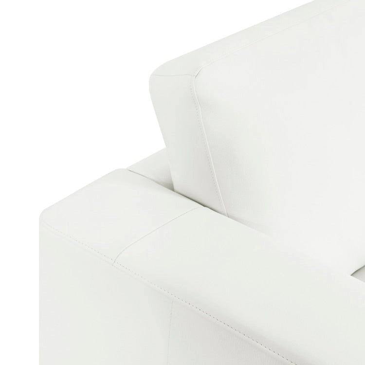 Tan / Espresso / White Genuine Leather Sofa, Mid-Century Style, Seats 3