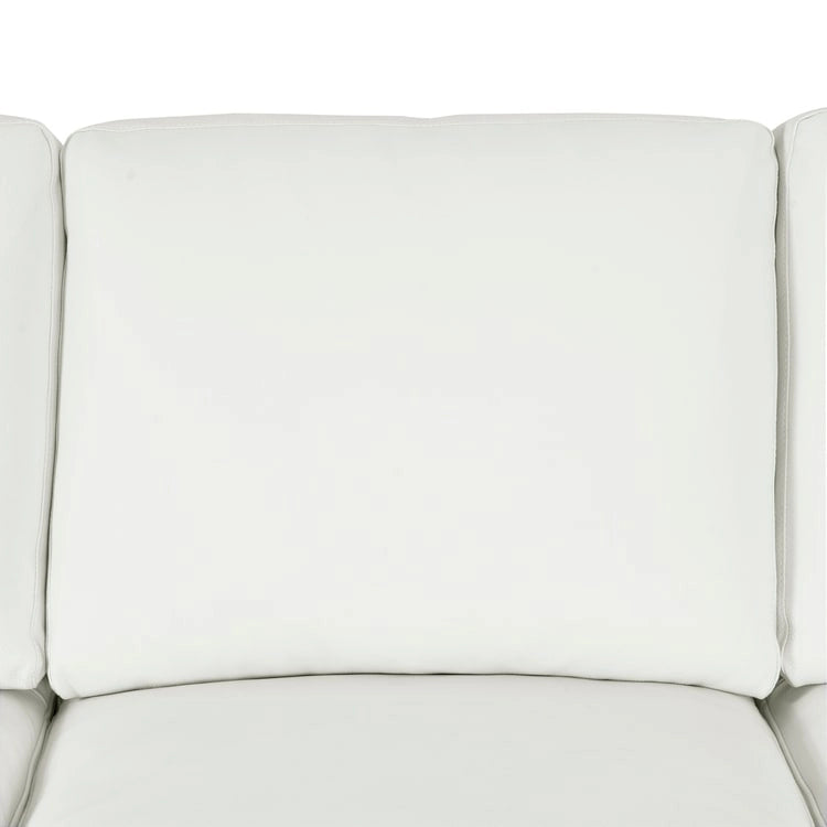 Tan / Espresso / White Genuine Leather Sofa, Mid-Century Style, Seats 3