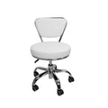 White Single-Seat Adjustable Rolling Pedicure Stool with Backrest