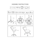 White Single-Seat Adjustable Rolling Pedicure Stool with Backrest