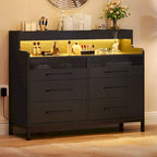 Moasis Modern 6-Drawer Storage Chest Dresser Drawer Organizers with LED Light