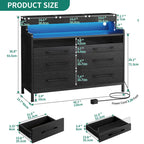 White / Black / Grey 6-Drawer Dresser with LED Strip, Single