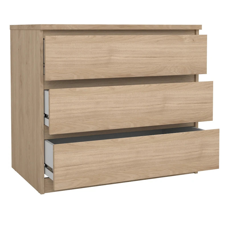 3-Drawer Chest | Truffle Oak / Black Woodgrain / Hickory / Black Matte / White Gloss | Flat-Front Style | 2-Person Assembly