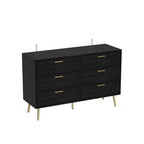 6-Drawer Double Dresser, Dark Brown / White, Storage Chest for 1 Person