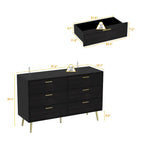 6-Drawer Double Dresser, Dark Brown / White, Storage Chest for 1 Person