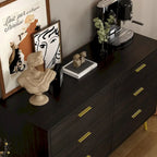 6-Drawer Double Dresser, Dark Brown / White, Storage Chest for 1 Person