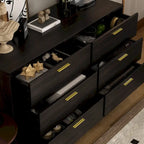 6-Drawer Double Dresser, Dark Brown / White, Storage Chest for 1 Person