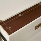 5-Drawer Campaign Chest with Gold Hardware – Espresso / Grey / White