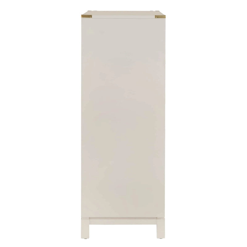 5-Drawer Campaign Chest with Gold Hardware – Espresso / Grey / White