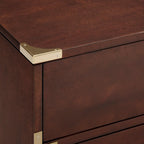 5-Drawer Campaign Chest with Gold Hardware – Espresso / Grey / White