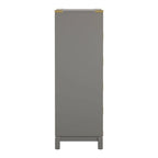 5-Drawer Campaign Chest with Gold Hardware – Espresso / Grey / White